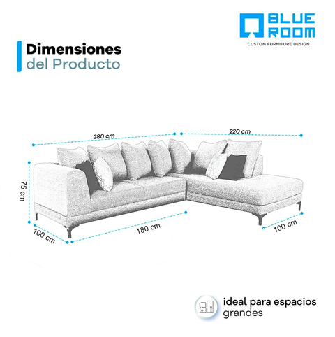 Sala Esquinera Nahomi Chaise Derecho - Hendrix Silver