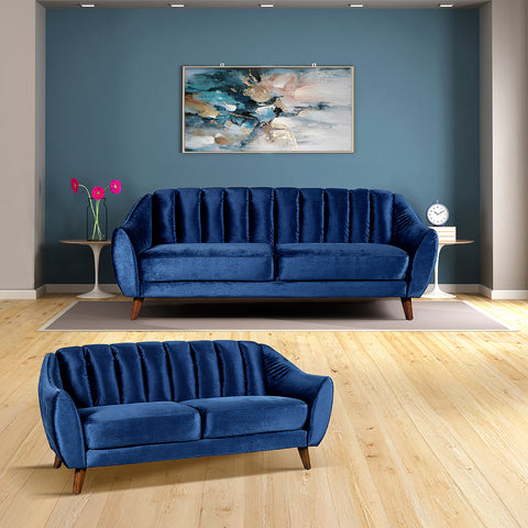 Sala Nicolai Sofá y Love Seat en Italian Velvet Midnight