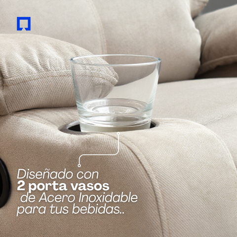 Sillón Reclinable Giratorio Con Mecedora de Tela Microfibra Otto -Beige