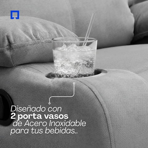 Sillón Reclinable Giratorio Con Mecedora de Tela Microfibra Otto -Beige