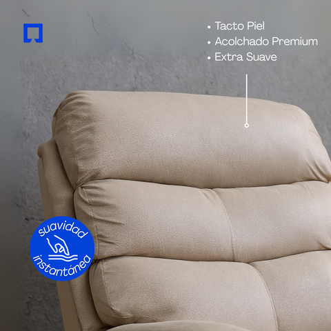 Sillón Reclinable Giratorio Con Mecedora de Tela Microfibra Otto -Beige