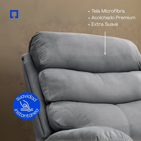 Sillón Reclinable Giratorio Con Mecedora de Tela Microfibra Otto -Beige