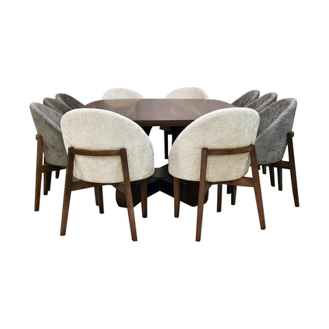 Comedor Paris - 10 sillas -4 Beige - 6 Gris