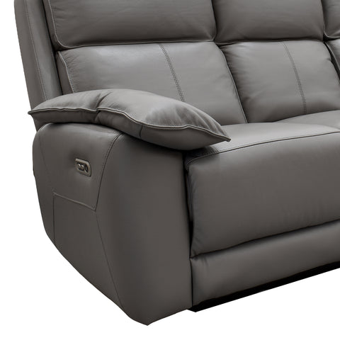 Sala Reclinable Praga - Sofá y Love Seat - Tacto Piel Gris