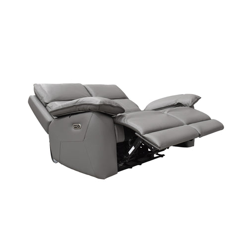 Sala Reclinable Praga - Sofá y Love Seat - Tacto Piel Gris