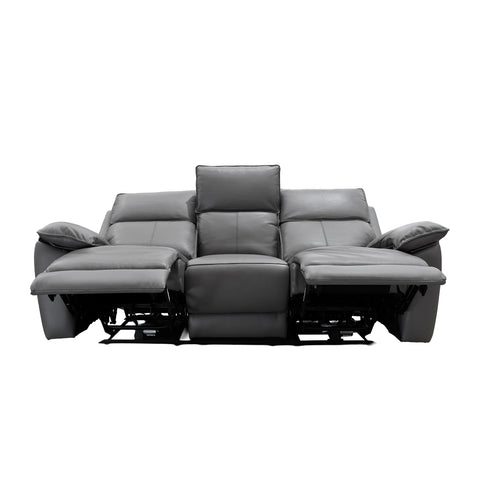 Sala Reclinable Praga - Sofá y Love Seat - Tacto Piel Gris
