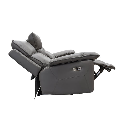 Sala Reclinable Praga - Sofá y Love Seat - Tacto Piel Gris