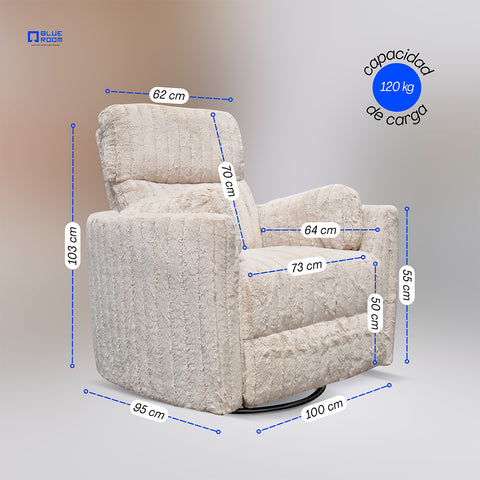 Sillón Reclinable Mecedora Giratorio Eléctrico de Tela Ashford - Safarí Café