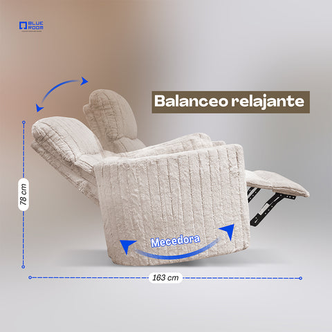 Sillón Reclinable Mecedora Giratorio Eléctrico de Tela Ashford - Safarí Café