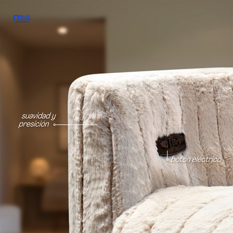 Sillón Reclinable Mecedora Giratorio Eléctrico de Tela Ashford - Safarí Café