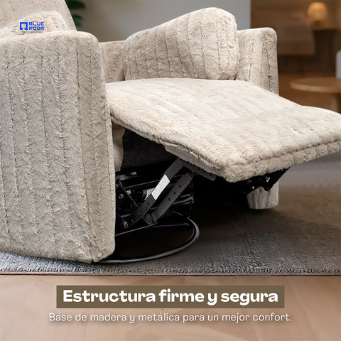 Sillón Reclinable Mecedora Giratorio Eléctrico de Tela Ashford - Safarí Café