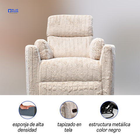 Sillón Reclinable Mecedora Giratorio Eléctrico de Tela Ashford - Safarí Café