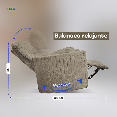 Sillón Reclinable Mecedora Giratorio Eléctrico de Tela Ashford - Safarí Café