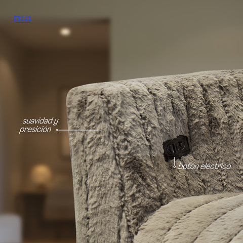 Sillón Reclinable Mecedora Giratorio Eléctrico de Tela Ashford - Safarí Café