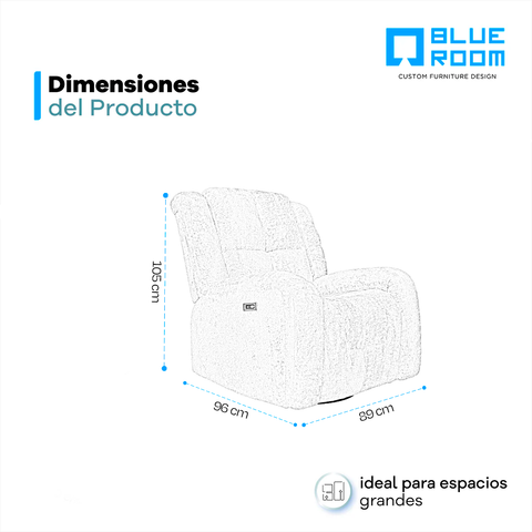 Sillón Reclinable Eléctrico Mecedora Giratorio Báltico - Tela Acolchada Café