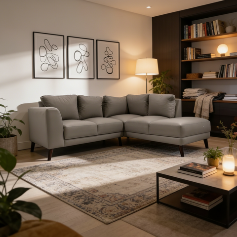 Sala Esquinera Río - Chaise Derecho - Nappa Dark Grey
