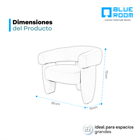 Sillón Individual Elegante Sahara - Tela Terciopelo Arena