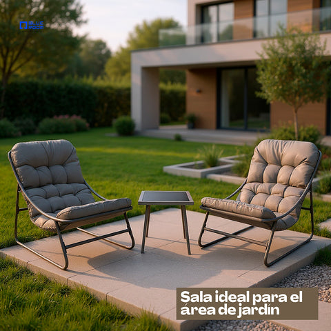 Juego de Jardín 2 Sillones y 1 Mesa de Lateral, Ideal para Patio, balcón, terraza Junto a la piscina. Sala Hamilton con Asientos Acojinados, Muebles para Exterior.