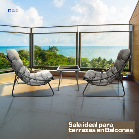 Juego de Jardín 2 Sillones y 1 Mesa de Lateral, Ideal para Patio, balcón, terraza Junto a la piscina. Sala Hamilton con Asientos Acojinados, Muebles para Exterior.