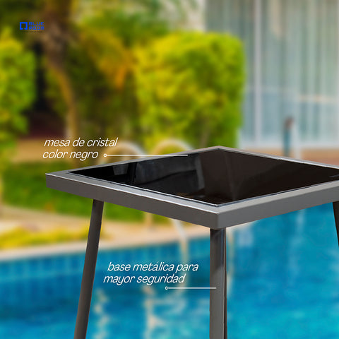 Juego de Jardín 2 Sillones y 1 Mesa de Lateral, Ideal para Patio, balcón, terraza Junto a la piscina. Sala Hamilton con Asientos Acojinados, Muebles para Exterior.