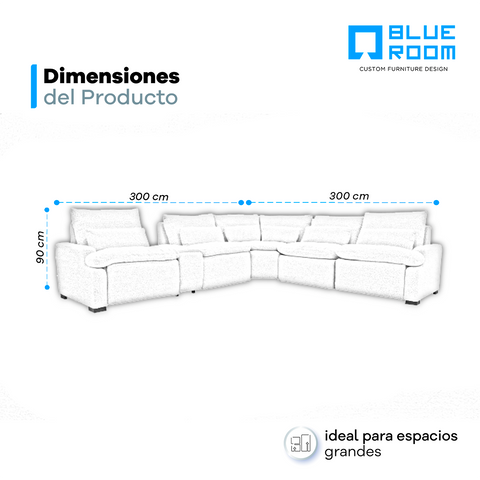 Sala Modular Nube - 3 Reclinables Electricos - 1 Consola