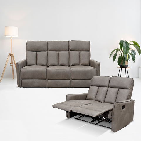 Sala Stella - Sofá y Love Seat - Tacto Piel Gris