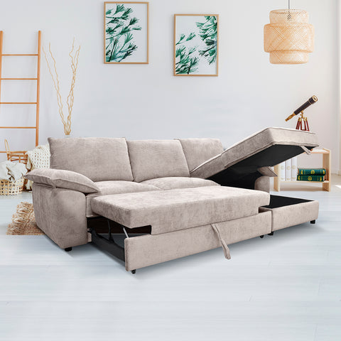 Sofa Cama Cloud  - Lano Beige - Chaise Derecho