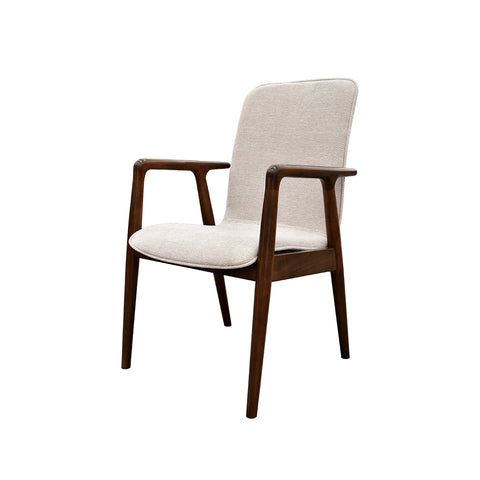 Comedor Elegante Porada - 8 Personas Silla Tela Beige - Chapa de Nogal