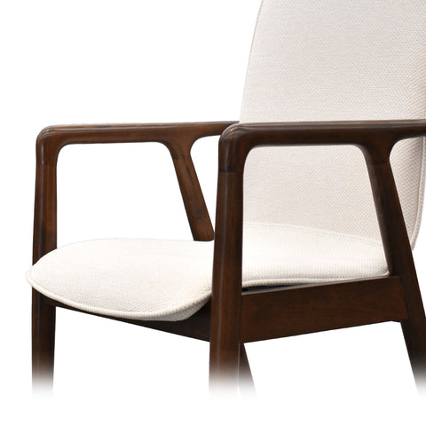 Comedor Elegante Porada - 8 Personas Silla Tela Beige - Chapa de Nogal