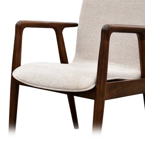 Comedor Elegante Carson con Mesa rectangular auto-extendible- 6 Personas - 4 Sillas Tela Beige , 2 Sillas Tela Gris - Chapa de Nogal