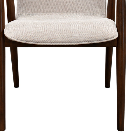 Comedor Elegante Carson con Mesa rectangular auto-extendible- 6 Personas - 4 Sillas Tela Beige , 2 Sillas Tela Gris - Chapa de Nogal