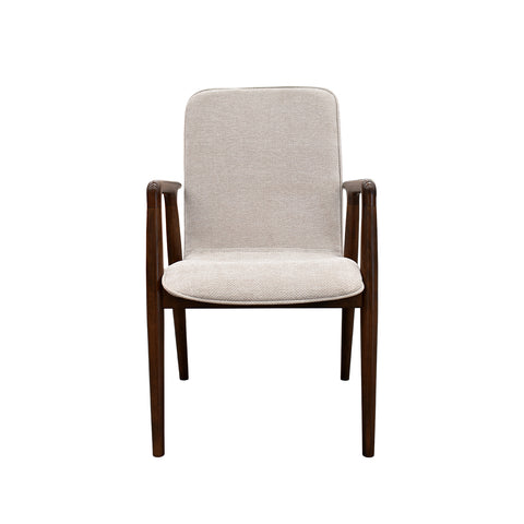 Comedor Elegante Carson con Mesa rectangular auto-extendible - 8 Personas - 6 Sillas Tela Beige, 2 Sillas Tela Gris - Chapa de Nogal