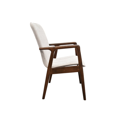 Comedor Elegante Carson con Mesa rectangular auto-extendible- 6 Personas - 4 Sillas Tela Beige , 2 Sillas Tela Gris - Chapa de Nogal