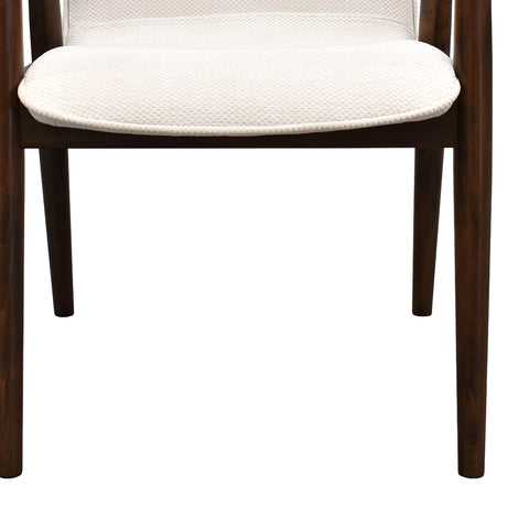 Comedor Elegante Carson con Mesa rectangular auto-extendible - 8 Personas - Sillas Tela Beige - Chapa de Nogal