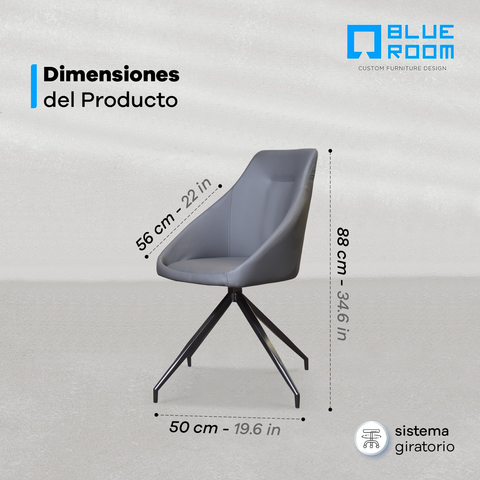 Silla Odger Giratoria- Tacto Piel Gris