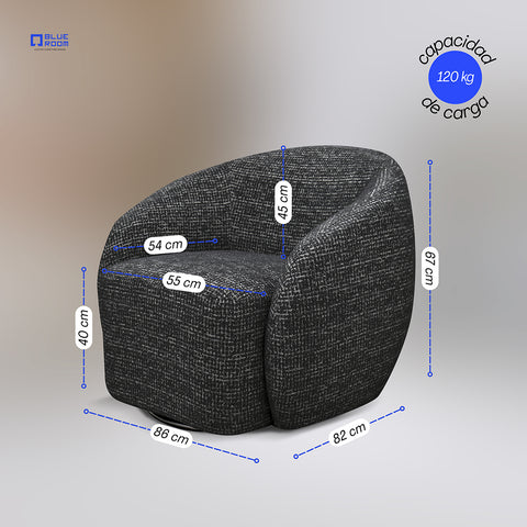 Sillón Vika - Tela  Negro
