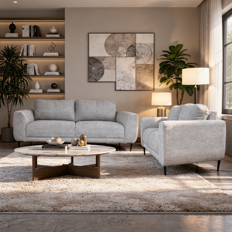 Sala Valencia - Sofa y Love Seat - Osi Silver